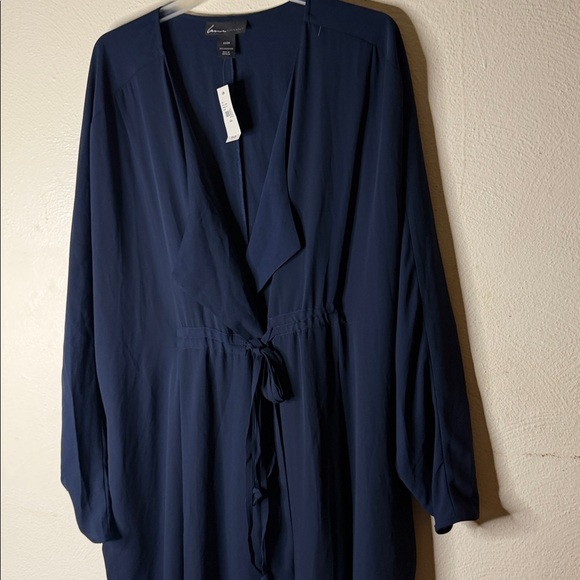 Lane Bryant navy blue front tie Dress with pockets - Picture 2 of 10